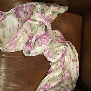 Ralph Lauren Sheer Cotton Voile Floral Oversized Scarf /Wrap